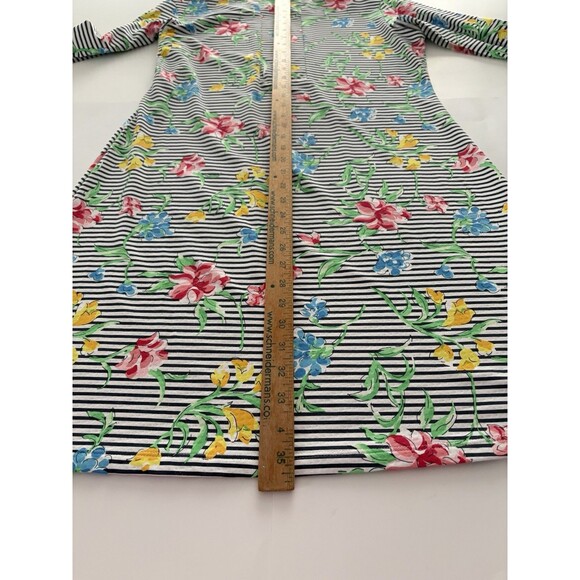 IBKUL Dress Size L Blue White Stripe Floral Mesh Sleeve Golf Fish Beach UPF - Picture 8 of 16